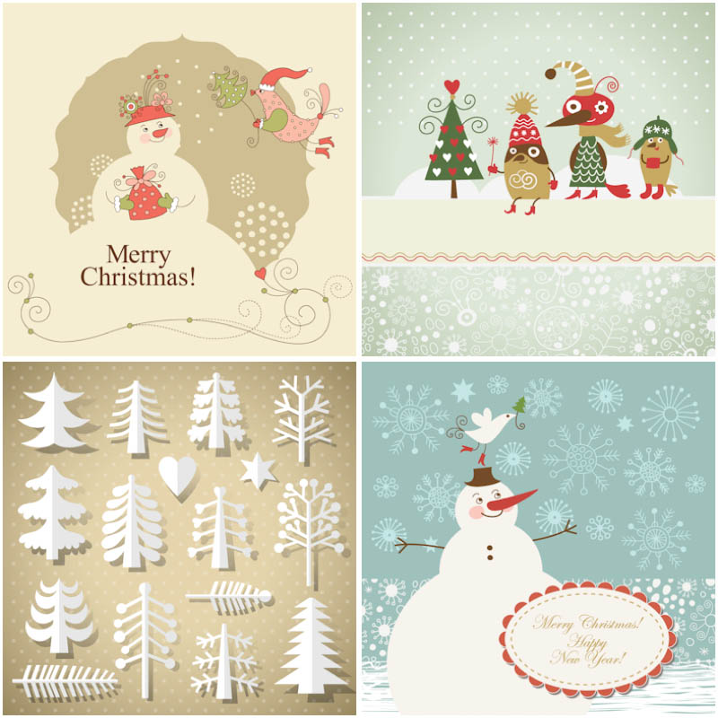 800x800 Decorative Vintage Christmas Cards Vector Free Stock Vector Art