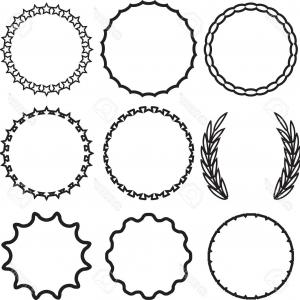 300x300 Set Vintage Retro Round Vector Frames Studiogrfx