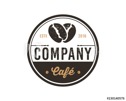 500x400 Silhouette Vector Coffee Bean Sign Symbol Vintage Circle Logo