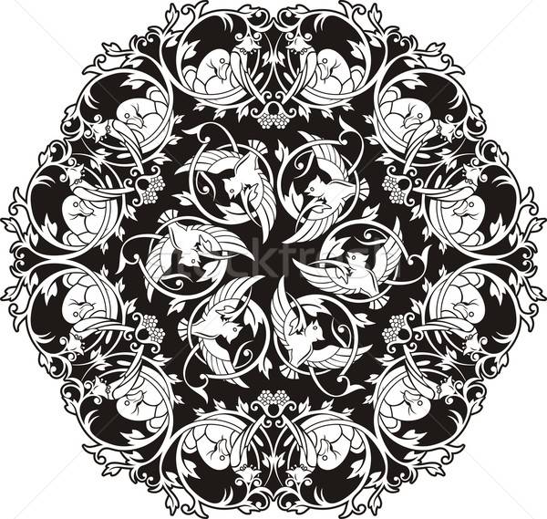 600x569 Vector Vintage Circle Ornament With Birds Vector Illustration