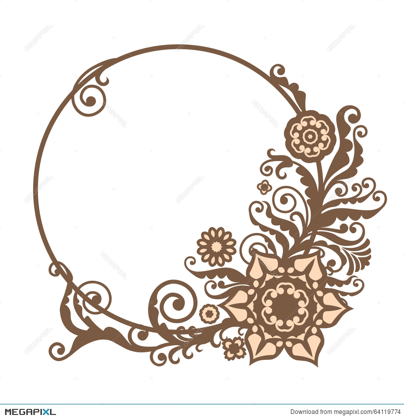 800x830 Vintage Vector Circle Frame With Floral Elements, Card Design