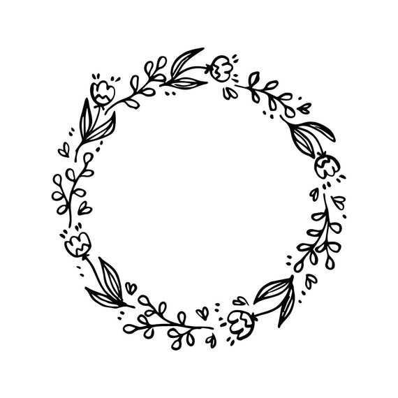 570x570 Wedding Vintage Flowers Frame Circle Graphics Dxf Png Etsy