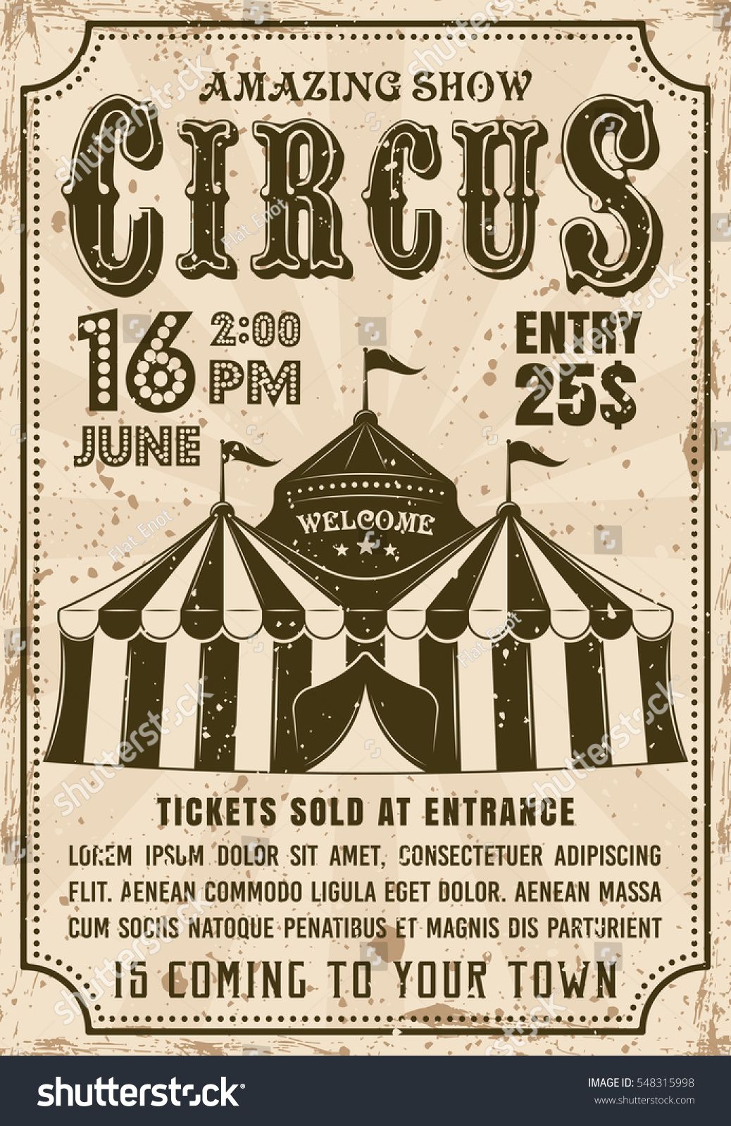 Circus Vector Invitation Poster In Retro Style With Tent 1038x1600 Circus Vector Invitation Poster In Retro Style With Tent