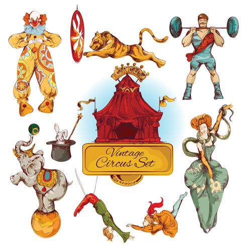 Circus Vintage Colored Icons Set 490x490 Circus Vintage Colored Icons Set