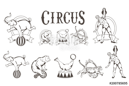 Set Of Different Circus Elements Carnival Poster Vintage Circus 500x334 Set Of Different Circus Elements Carnival Poster Vintage Circus