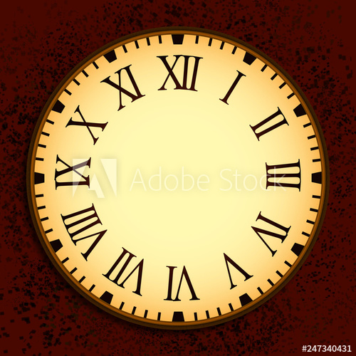 500x500 Vintage Clock Vector Graphic With Hour And Minute Watch Hand