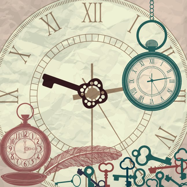 647x647 Vintage Clock Vector Vector Art Graphics