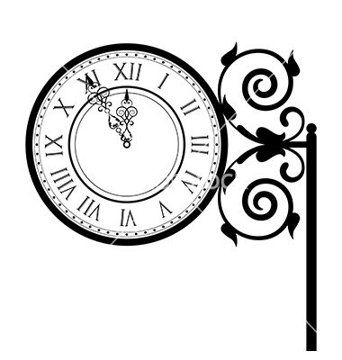 380x400 Vintage Street Clock Vector Silhouettes Clock Vectors Clock