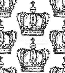 266x299 Sketch Crown, Vector Vintage Seamless Pattern Stock Vectors