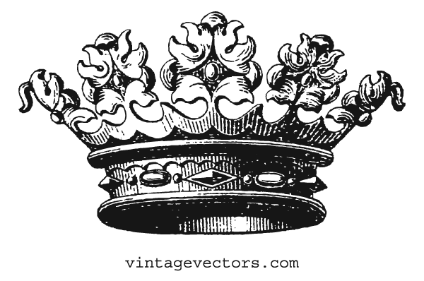 600x398 Vector Art Crown With Jeweled Floral Scrolls Vintage Vectors