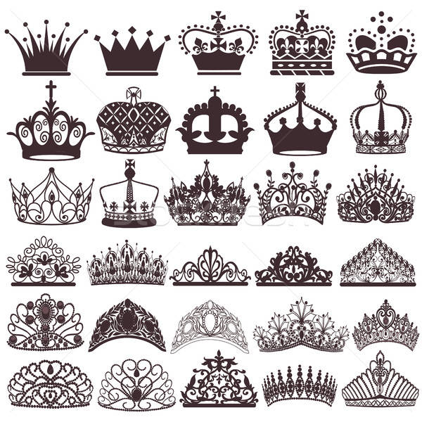 600x600 Illustration Set Of Silhouettes Of Vintage Crown Vector