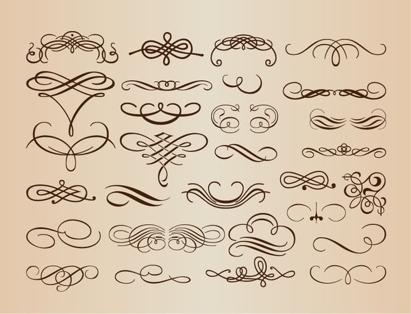 Calligraphic Vintage Design Elements Vector Illustration Vector 600x458 Calligraphic Vintage Design Elements Vector Illustration Vector
