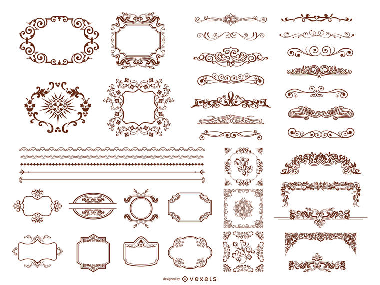 Retro Design Elements Collection 760x570 Retro Design Elements Collection