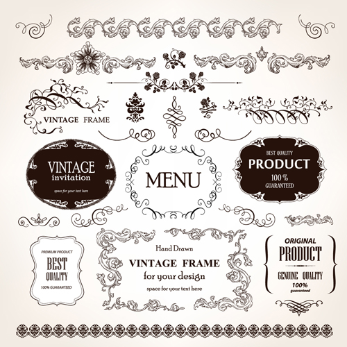 Set Of Vintage Design Elements Vector Borders Free Download 500x500 Set Of Vintage Design Elements Vector Borders Free Download