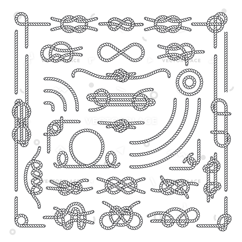 1000x1000 Nautical Rope Knots Decorative Vintage Elements Vector