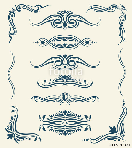 445x500 Vintage Calligraphic Floral Design Vector Elements Decoration