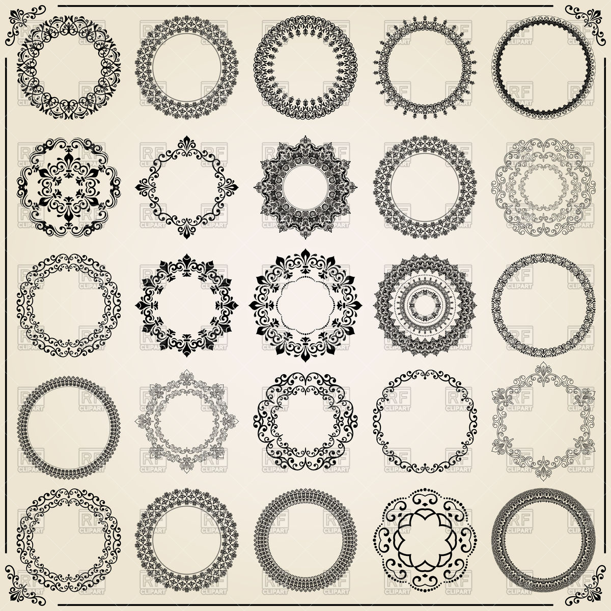 1200x1200 Vintage Set Of Round Design Elements Vector Image Of Design