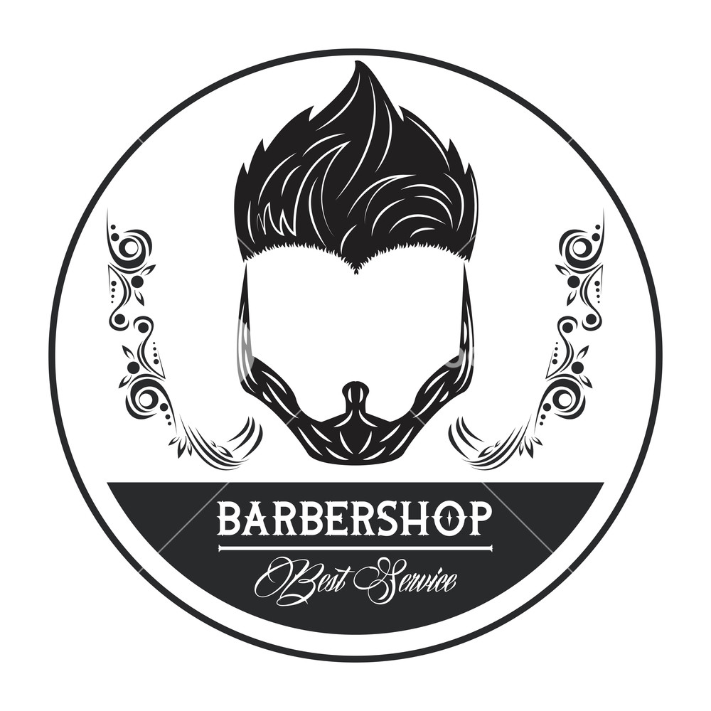 1000x1000 Barbershop Vintage Emblem With Hair And Beard Retro Drawings