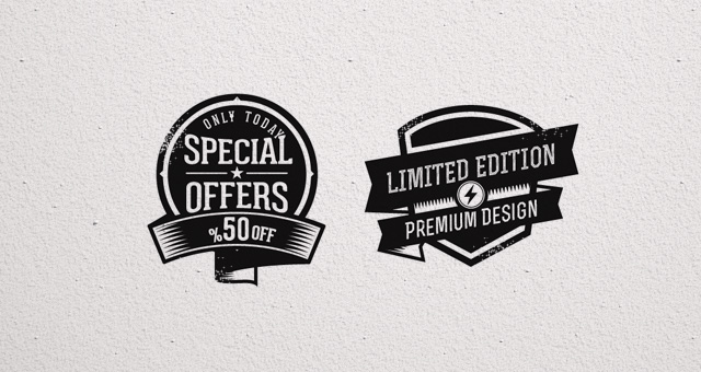 640x340 Blank Retro Vintage Badges Vector Images