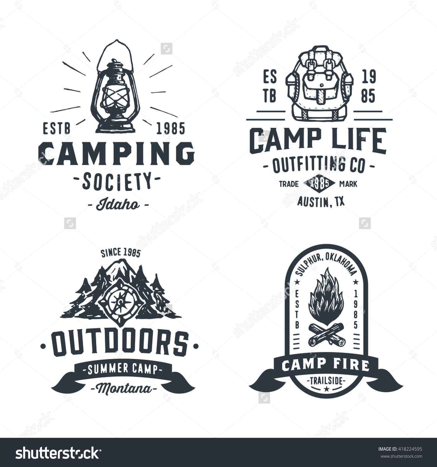 1500x1600 Set Of Retro Camping Outdoor Badges, Old School Logos, Vintage