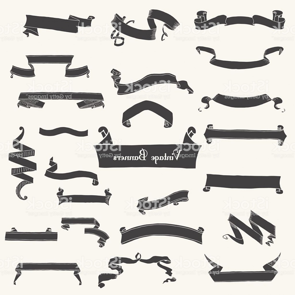 1228x1228 Vector Set Of Ribbon Banner Shapes In Vintage Style Gm Soidergi