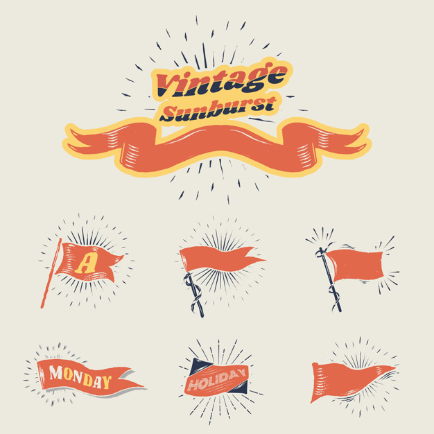 626x626 Vintage Sunburst Flags Vector Free Download