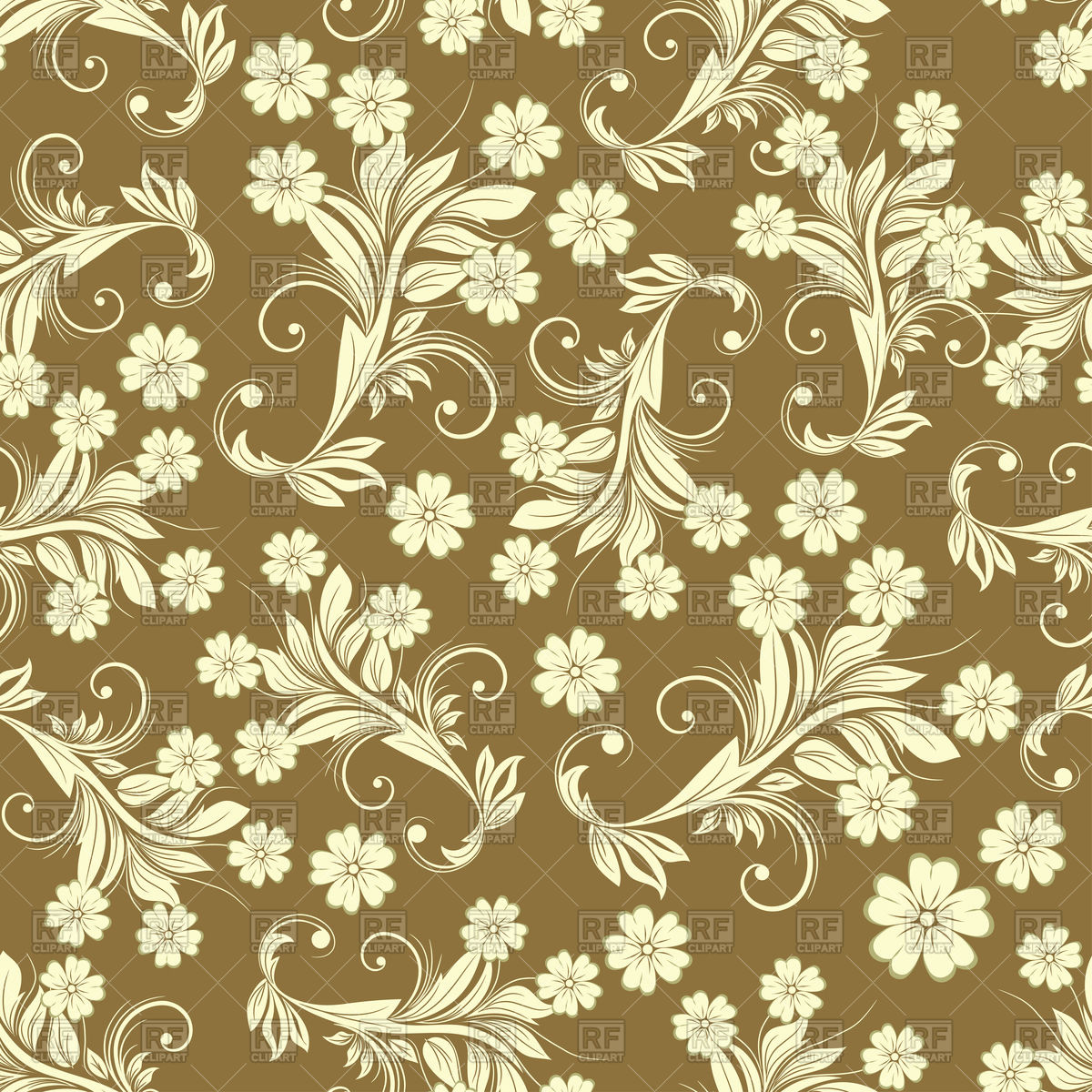 1200x1200 Seamless Brown Vintage Floral Pattern Vector Image Of Backgrounds
