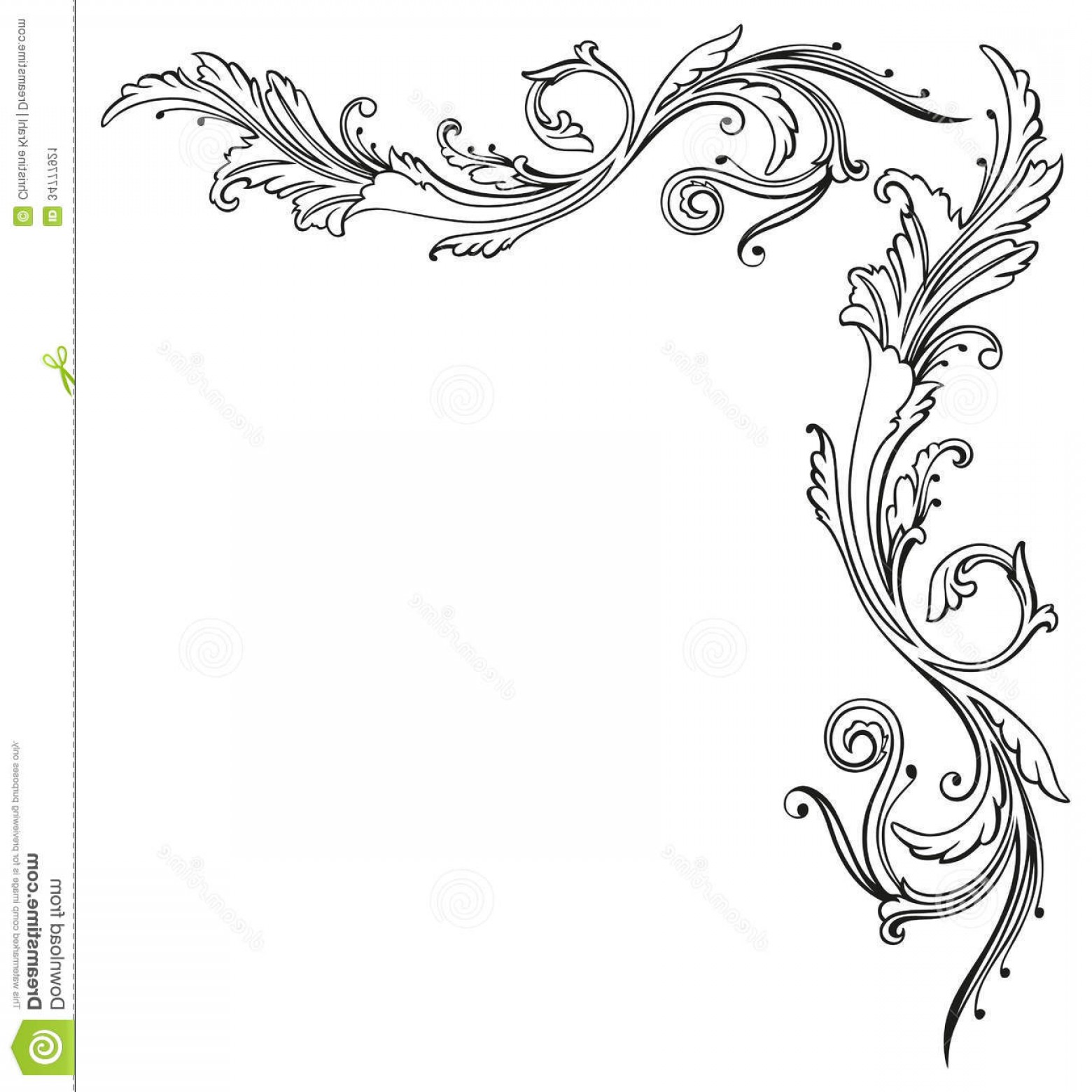 1560x1560 Flower Borders Drawing Vintage Floral Border Stock Vector