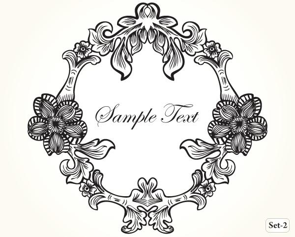 600x482 Vintage Floral Frame Vector Set Vector Photoshop Brushes