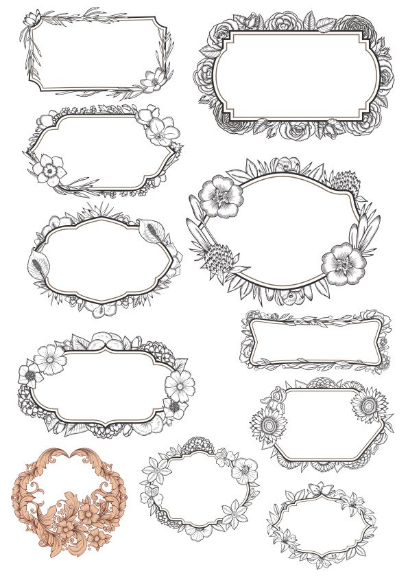 595x842 Vintage Floral Frame Vectors Free Vector Cdr Free Download