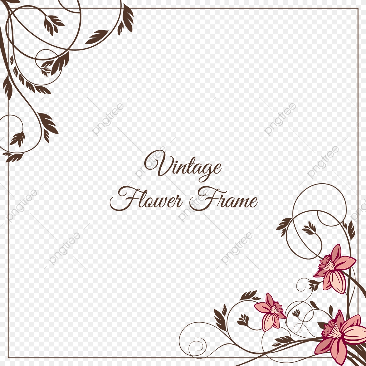 1200x1200 Vintage Flower Frame, Leaf, Flower, Pattern Png And Vector