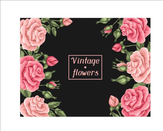 550x442 Vintage Pink Flower Frame Vector Free Download