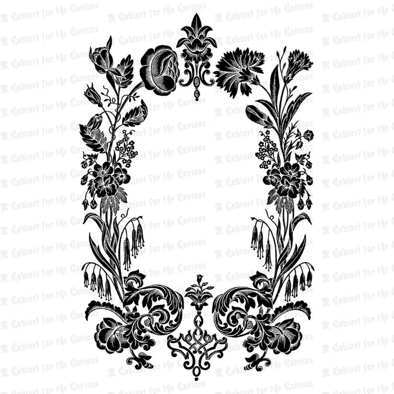 794x794 Digital Vintage Victorian Floral Frame Vector Clipart Border Etsy