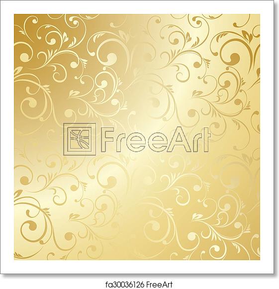561x581 Free Art Print Of Luxury Golden Floral Wallpaper Luxury Golden