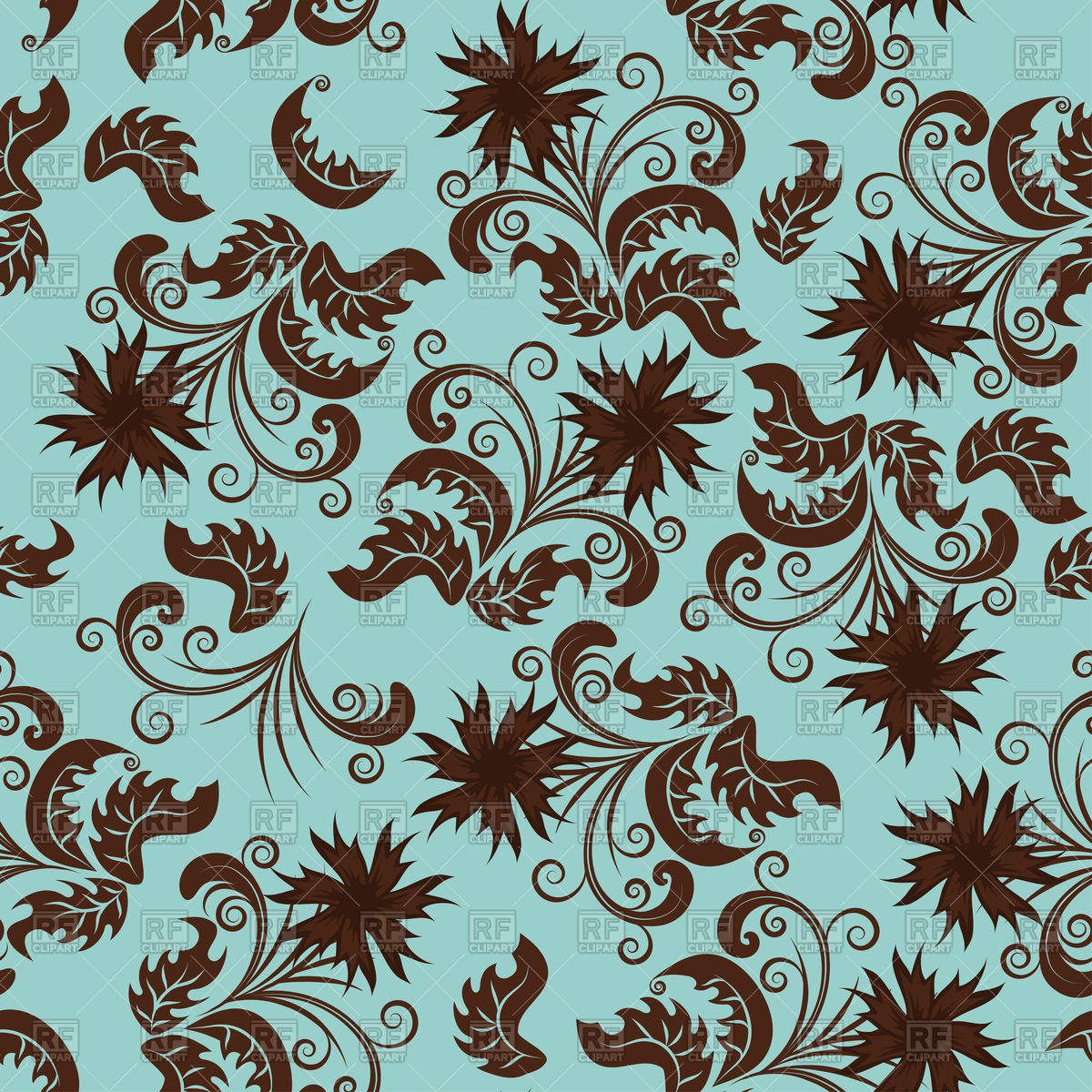 1200x1200 Seamless Blue Vintage Floral Pattern Vector Image Of Backgrounds