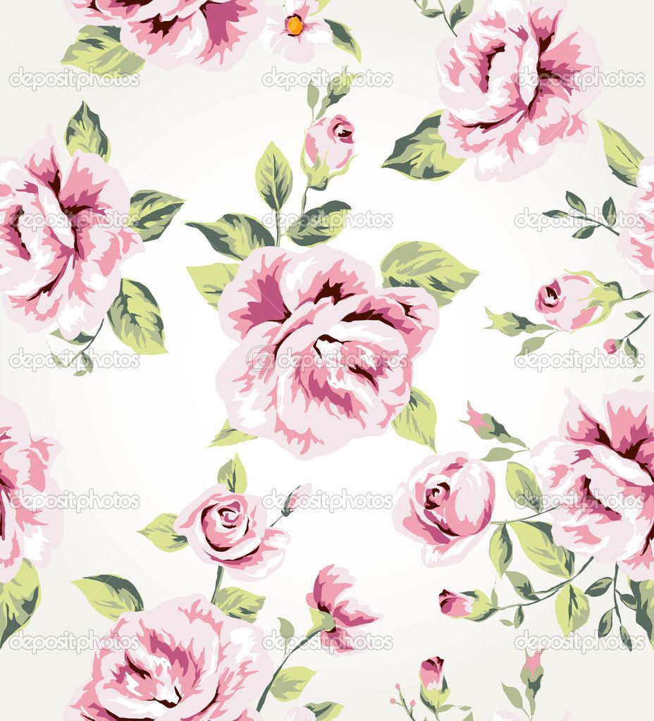 928x1023 Seamless Vintage Flower Pattern Vector Background Stock Vector