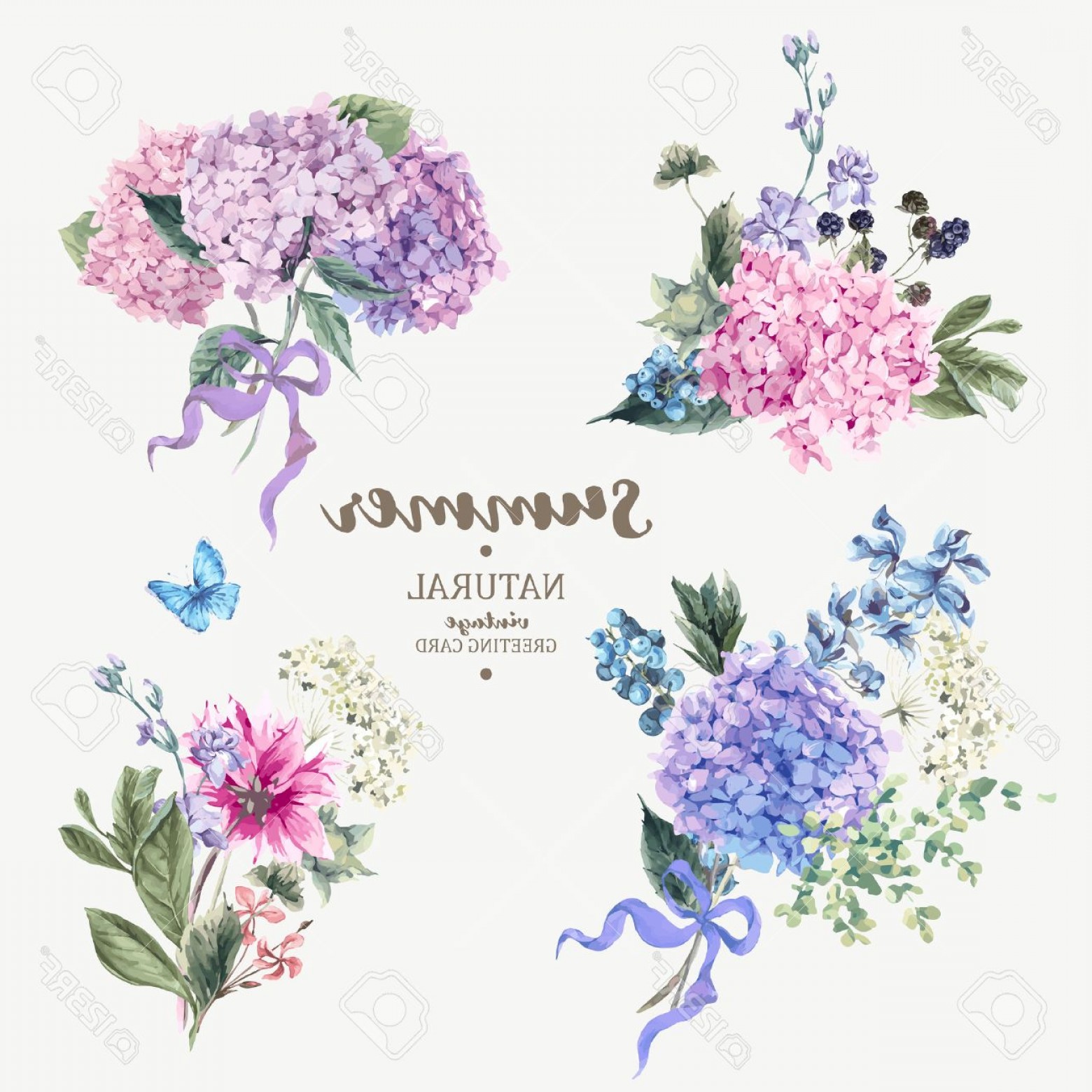 1560x1560 Photostock Vector Set Of Vintage Floral Vector Bouquet Of Blooming