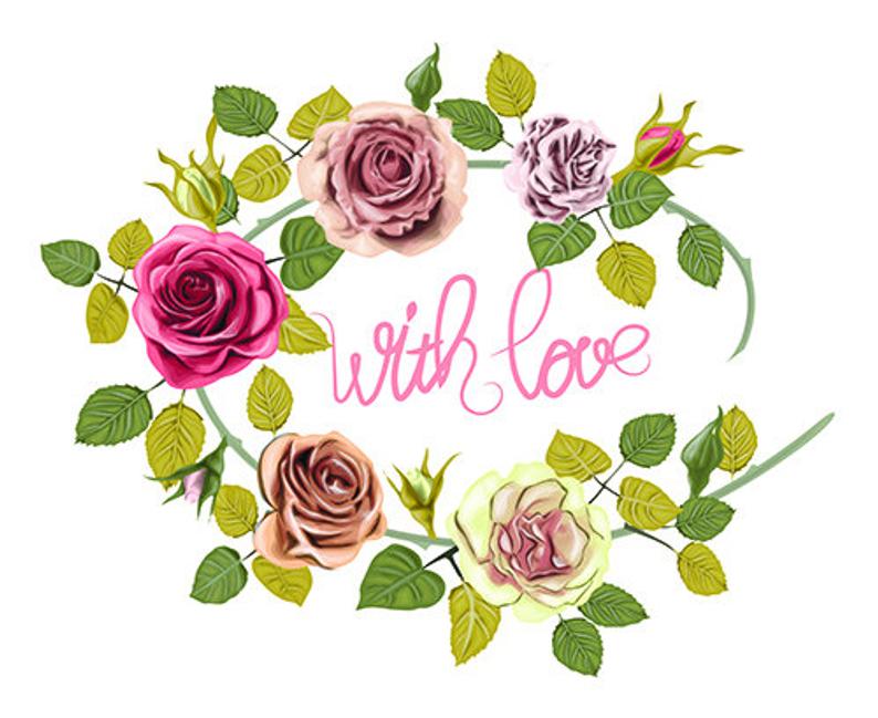 794x649 Roses Vector Floral Vector Frame Roses Clipart Etsy
