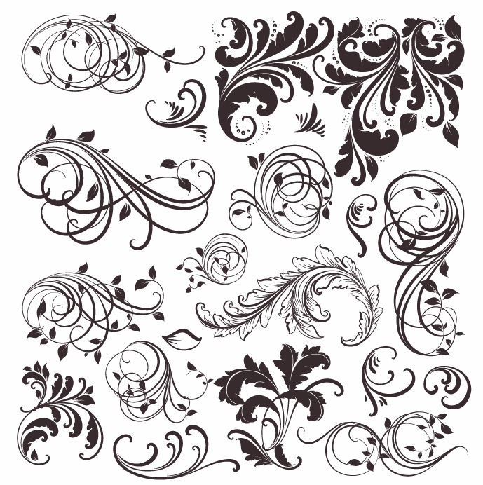 689x692 Vintage Floral Elements Vector Set Free Vector Graphics All