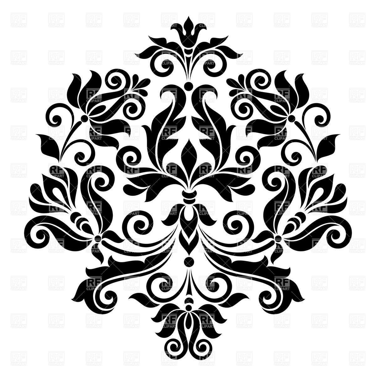 1200x1200 Black Vintage Floral Design Element Vector Image Of Design