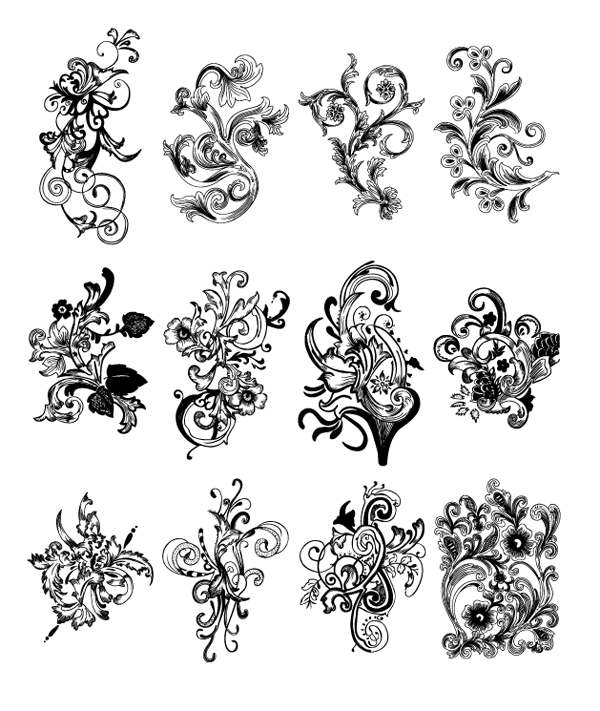 600x711 Roundup Of Free Vintage Ornament Floral Vectors Design