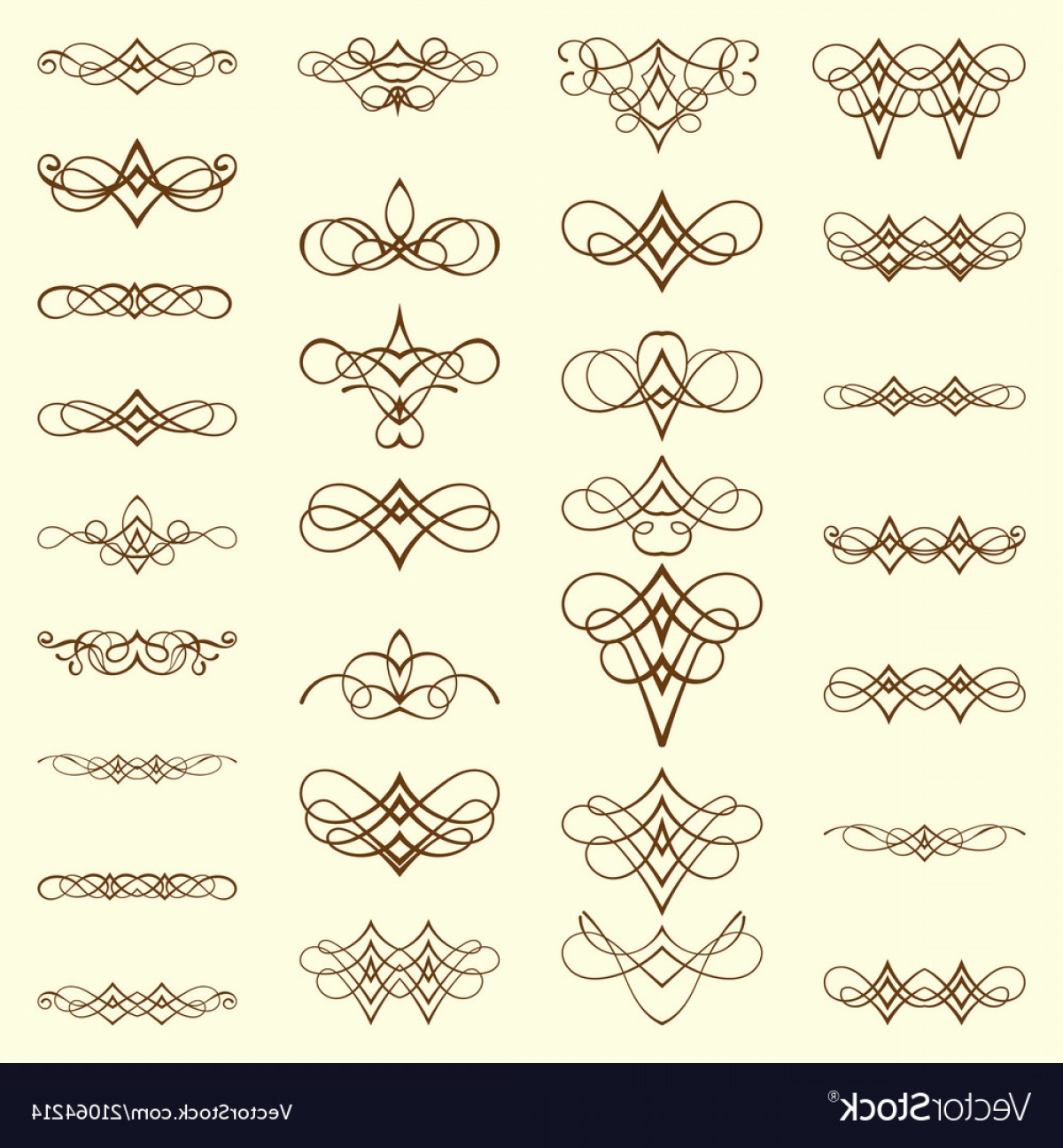 1200x1296 Set Of Vintage Calligraphic Swashes And Flourishes Vector
