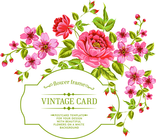 500x445 Vintage Flowers With Frame Card Vector Free Vector In Encapsulated