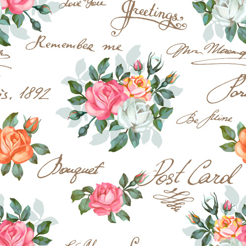 Vintage Flowers Patterns Vector Seamless Design Free Vector 500x500 Vintage Flowers Patterns Vector Seamless Design Free Vector