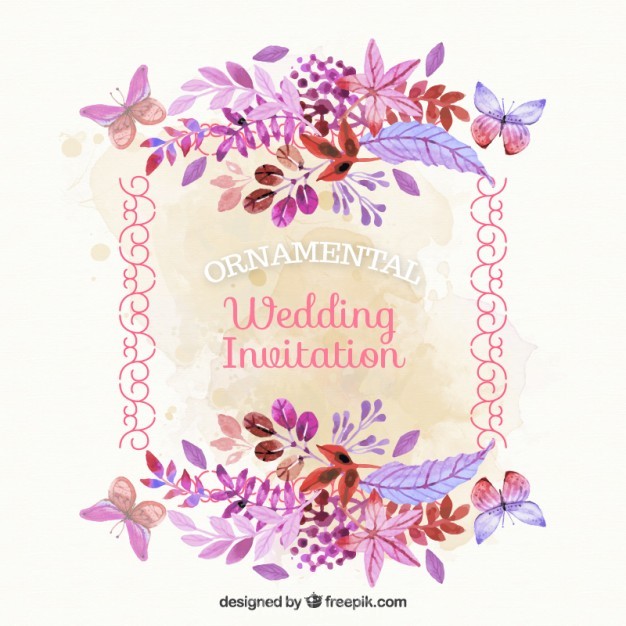 Vintage Wedding Card With Watercolor Flowers Vector Free 626x626 Vintage Wedding Card With Watercolor Flowers Vector Free