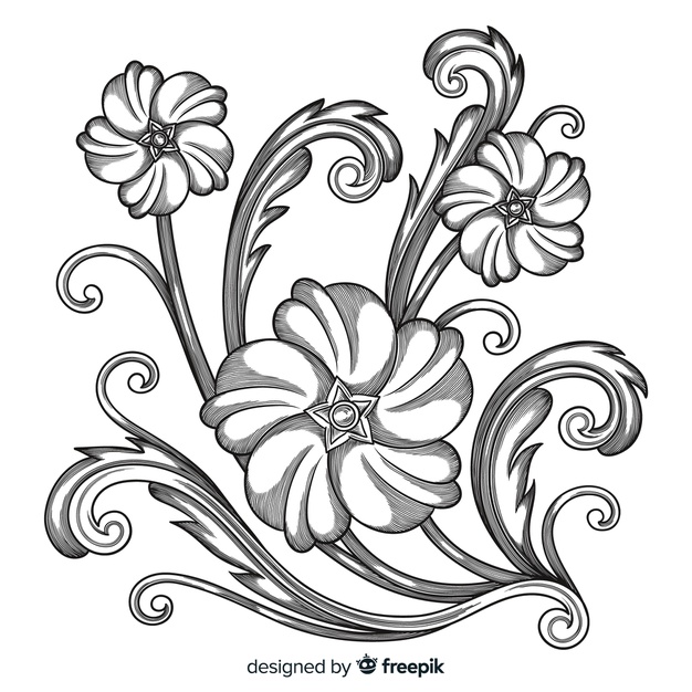 Baroque Vintage Flower Vector Free Download 626x626 Baroque Vintage Flower Vector Free Download