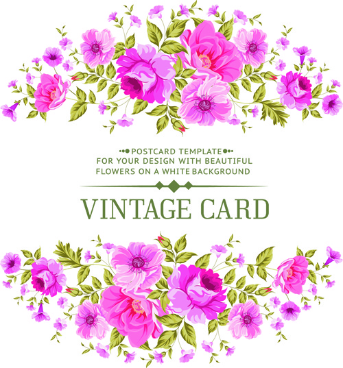 500x537 Pink Flowers Vintage Card Vector Free Vector In Encapsulated