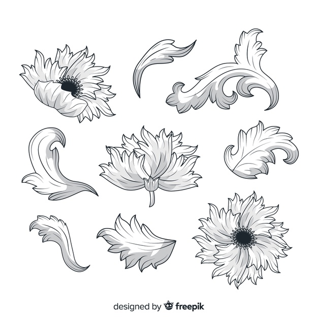 626x626 Realistic Baroque Vintage Flowers Vector Free Download