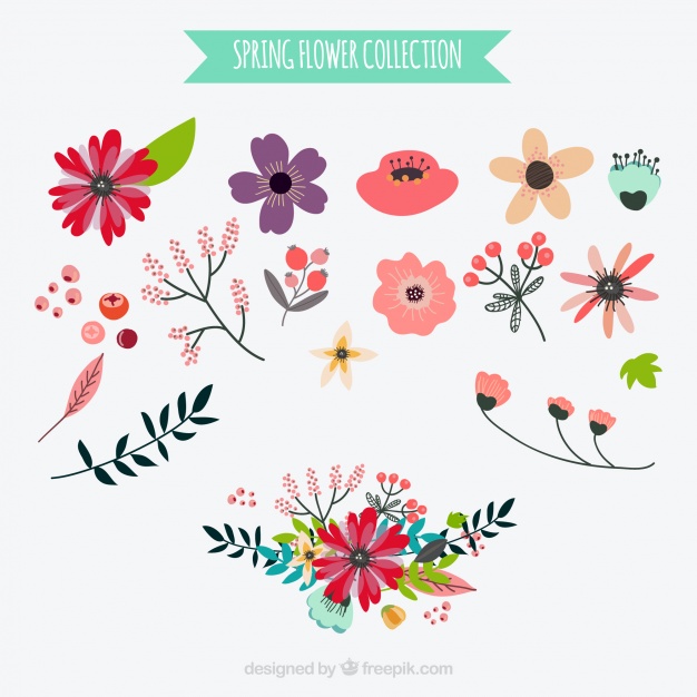 626x626 Set Of Flowers In Vintage Style Vector Free Download
