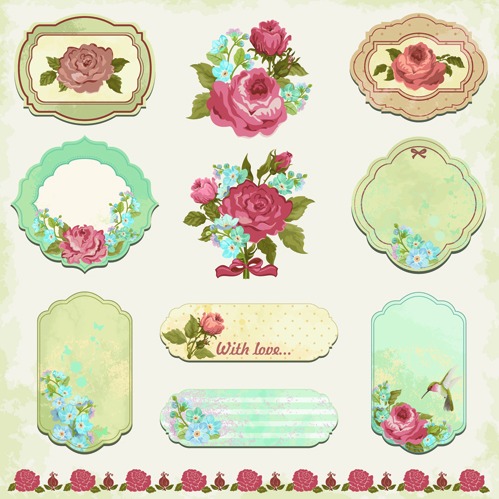 499x499 Vintage Flower Labels Vector Free Vectors Ui Download